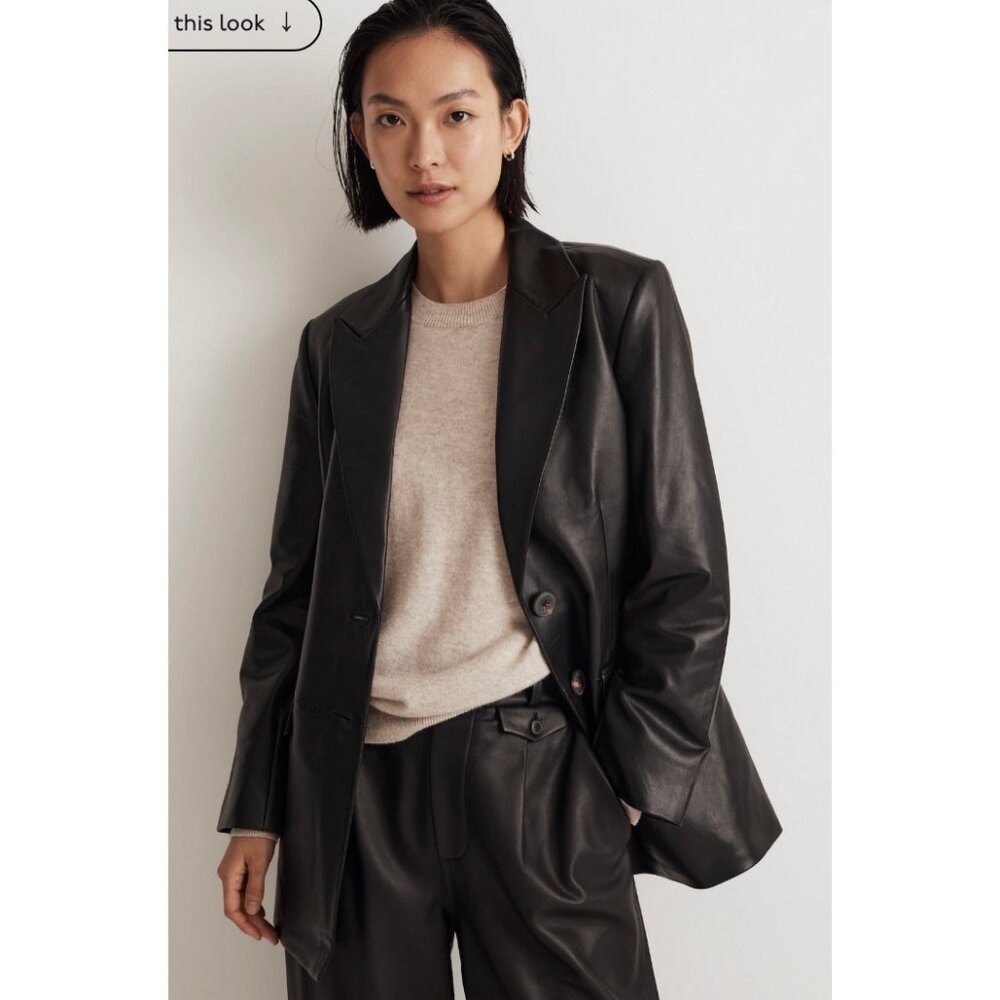 Madewell Bedford Oversized Leather Blazer, 0, NWT